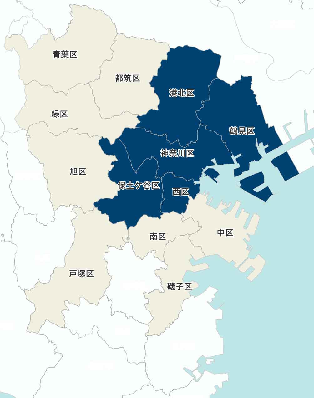横浜市神奈川区周辺の対応エリアマップ